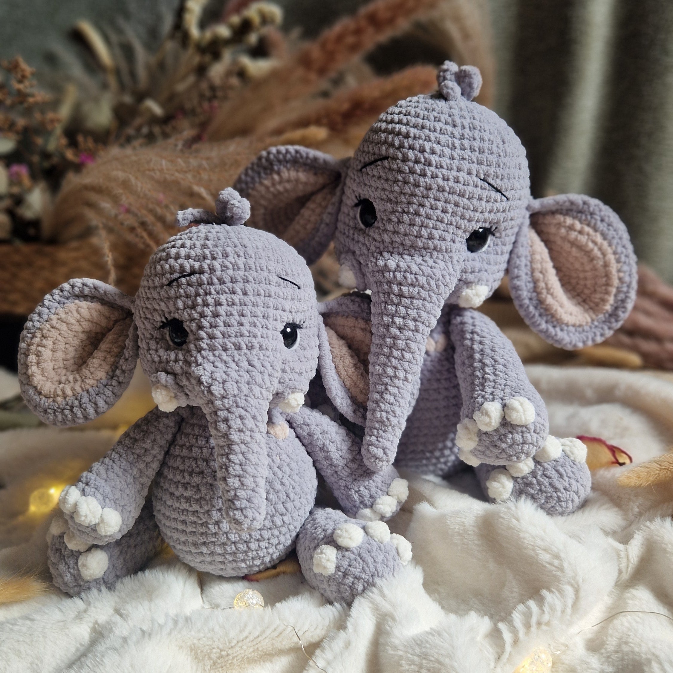 Gehäkeltes Kuscheltier Elefant „Nino" | Spieluhr