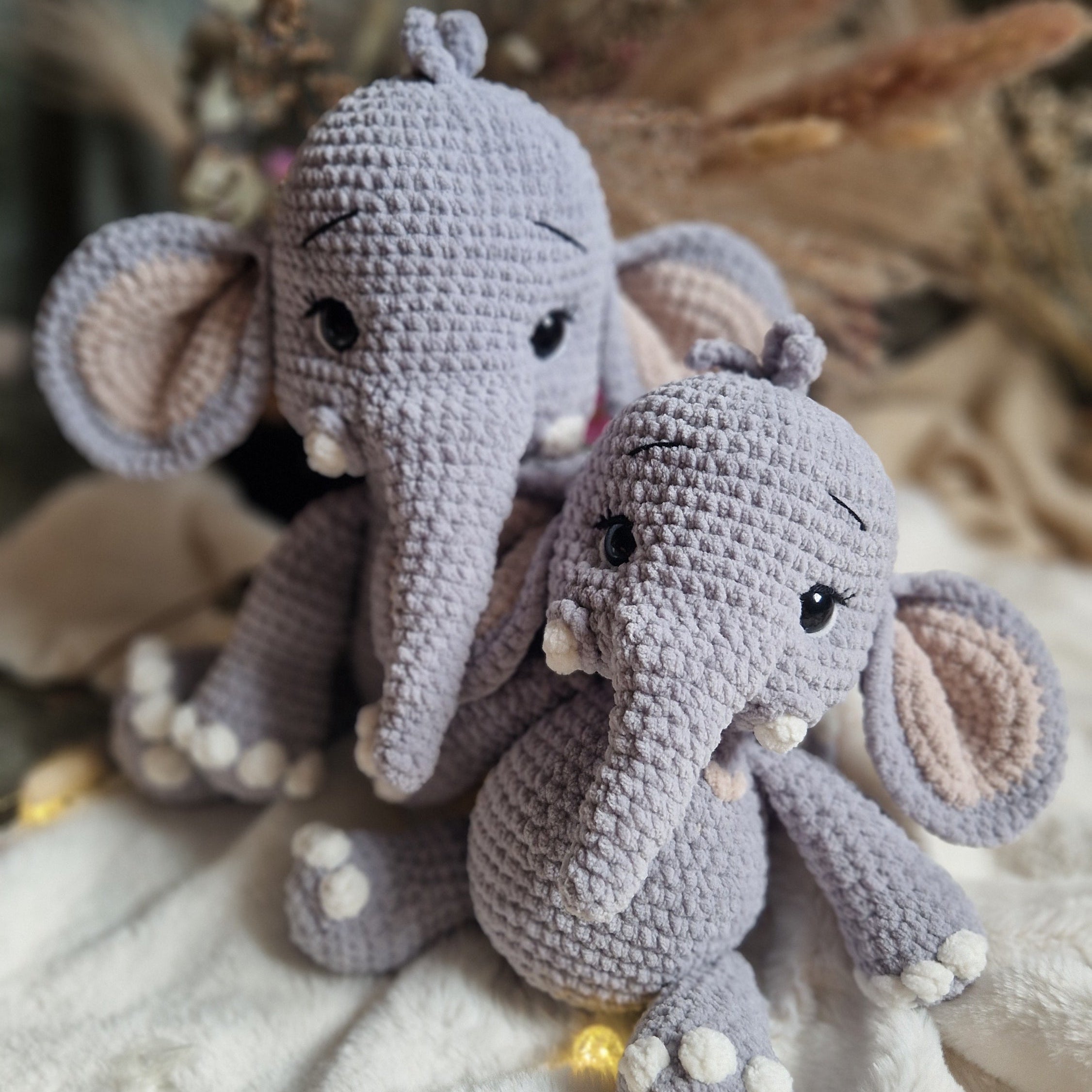 Gehäkeltes Kuscheltier Elefant „Nino" | Spieluhr