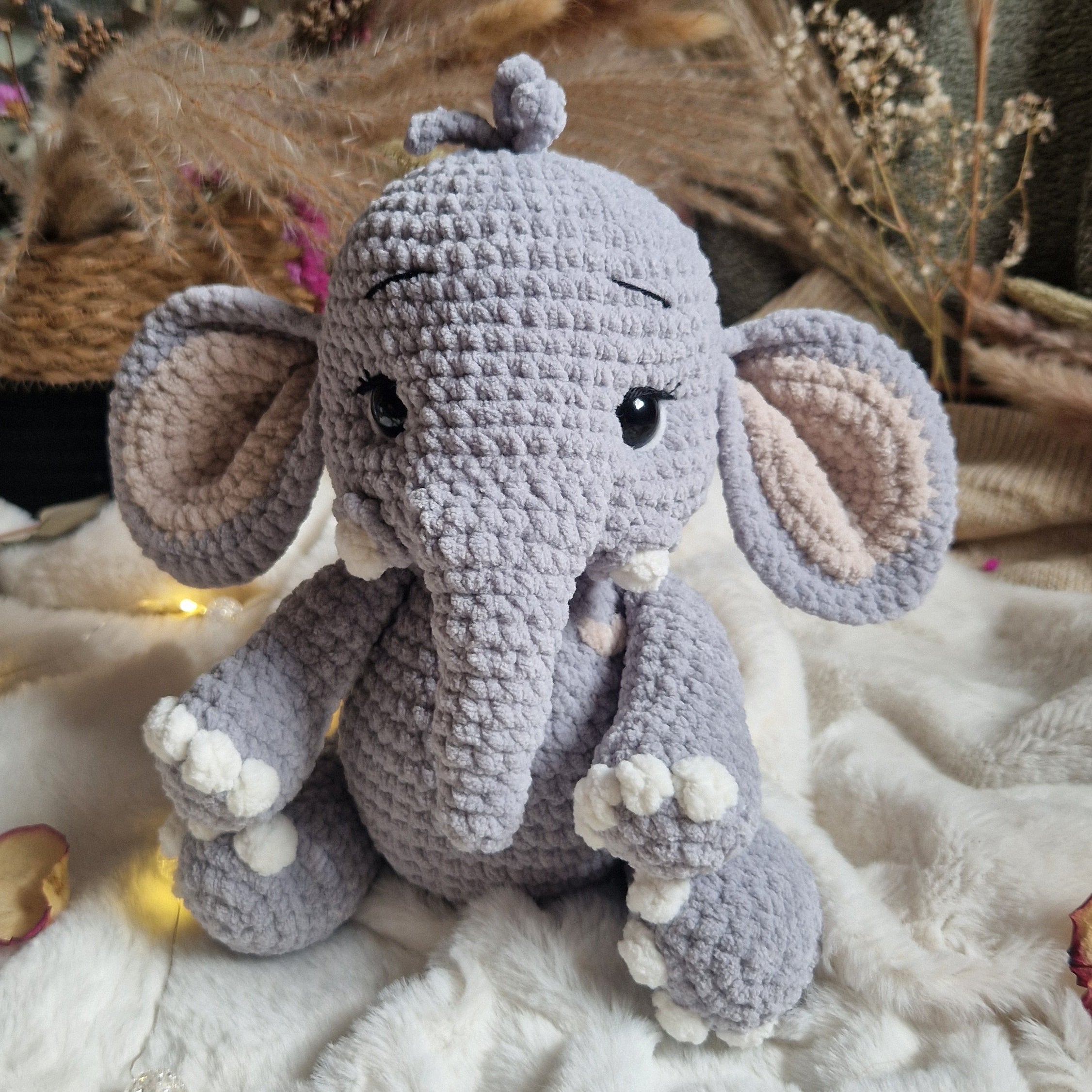 Gehäkeltes Kuscheltier Elefant „Nino" | Spieluhr