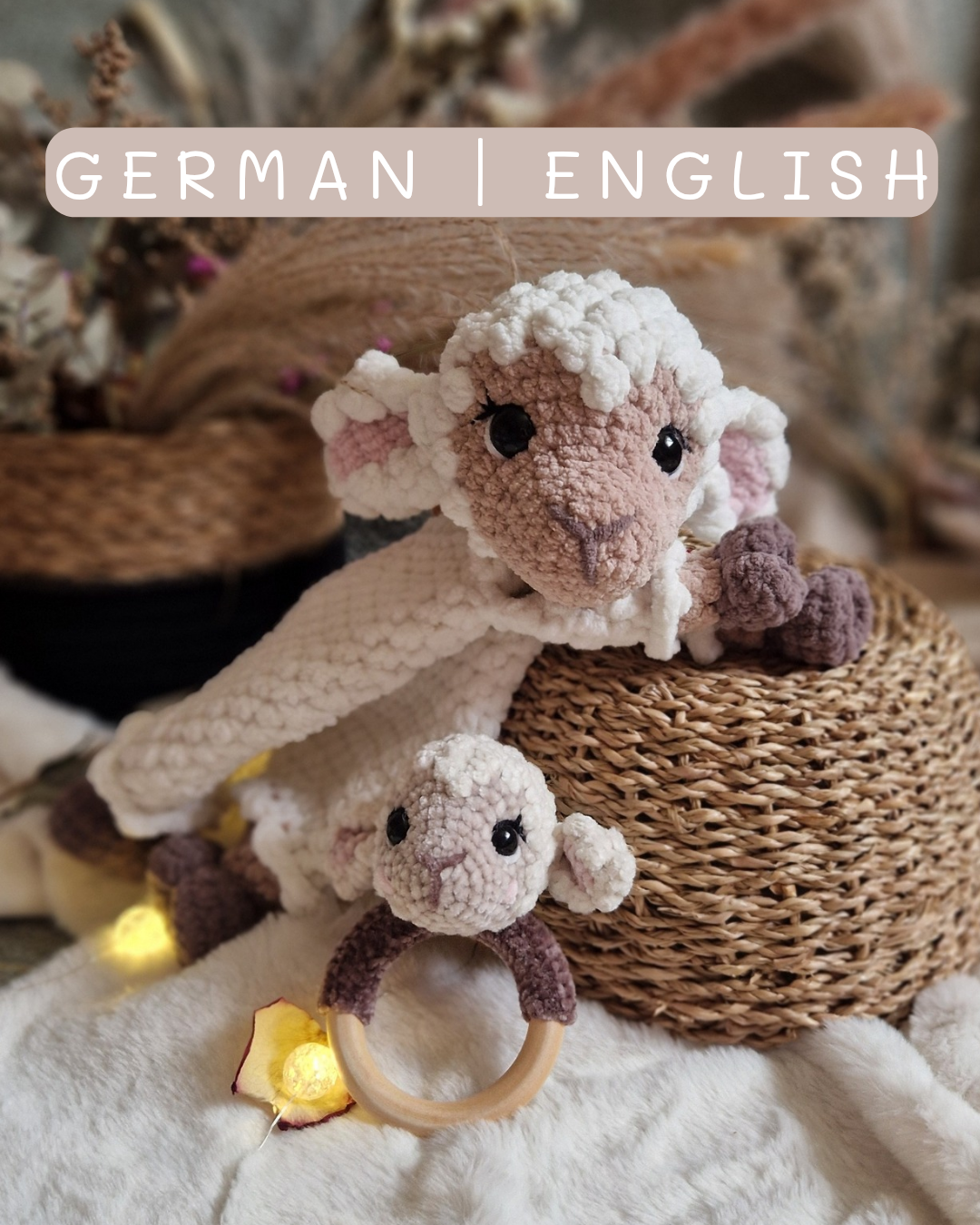 Häkelanleitung Schaf Flocke Schmusetier & Rassel | Crochet pattern sheep Flocke Schmusetier & Rassel